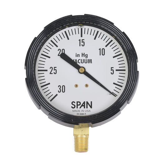304058 0–30&quot; Hg Vacuum Test Gauge, 3.5&quot; Dial By Cherne