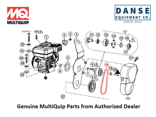 30648 V-Belt, A26 For J3036H55 Series Whiteman Walk-Behind Power Trowels By Multiquip