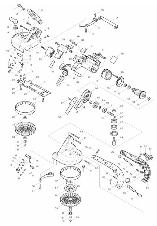2107FK Band Saw Assembly Parts by Makita