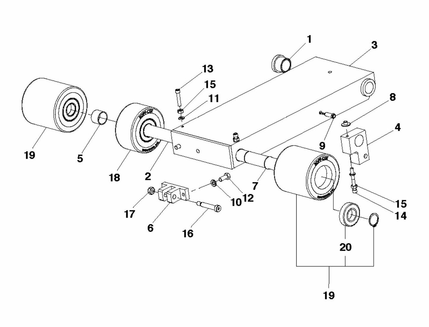 Soff Cut 5000 Front Wheel Carriage Assembly Parts by Husqvarna