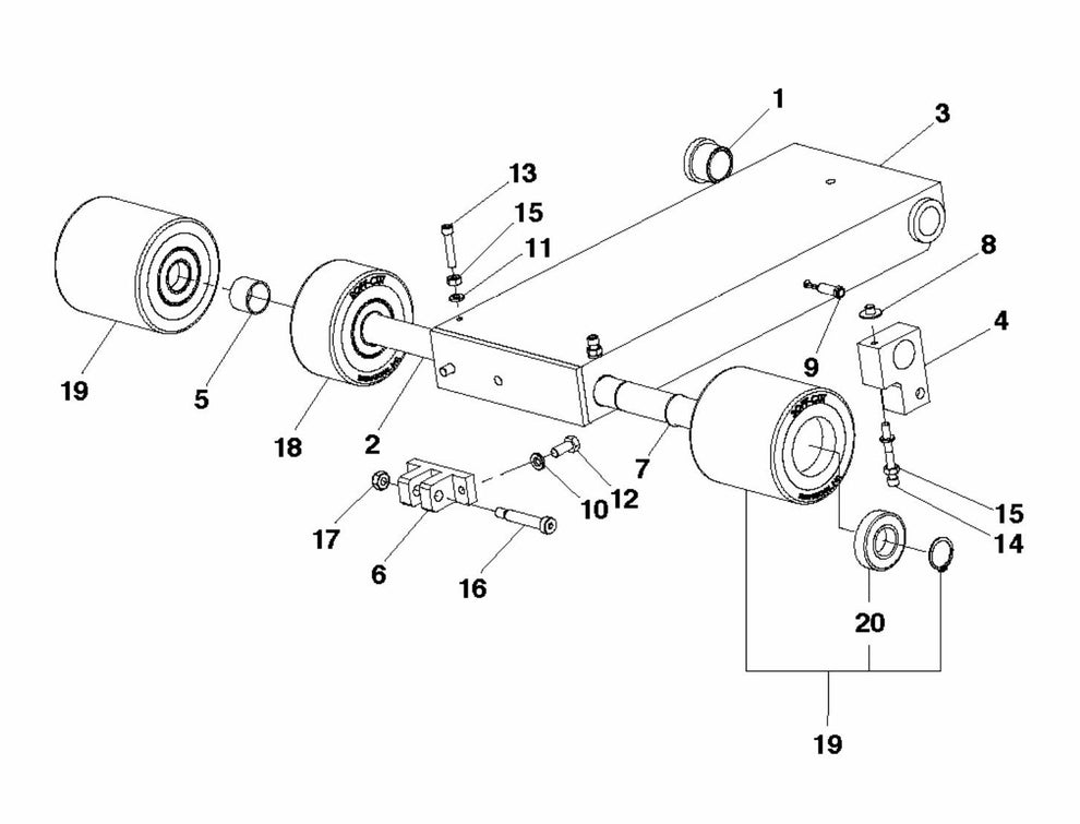 Soff Cut 5000 Front Wheel Carriage Assembly Parts by Husqvarna