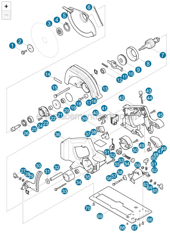 BSS730SHK Cordless Circular saw Assembly Parts By Makita