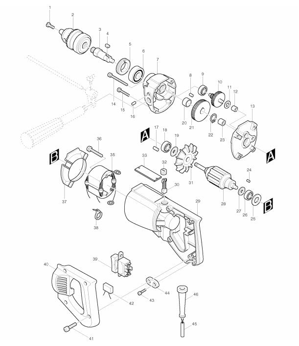 6301LR Drill Assembly Parts By Makita