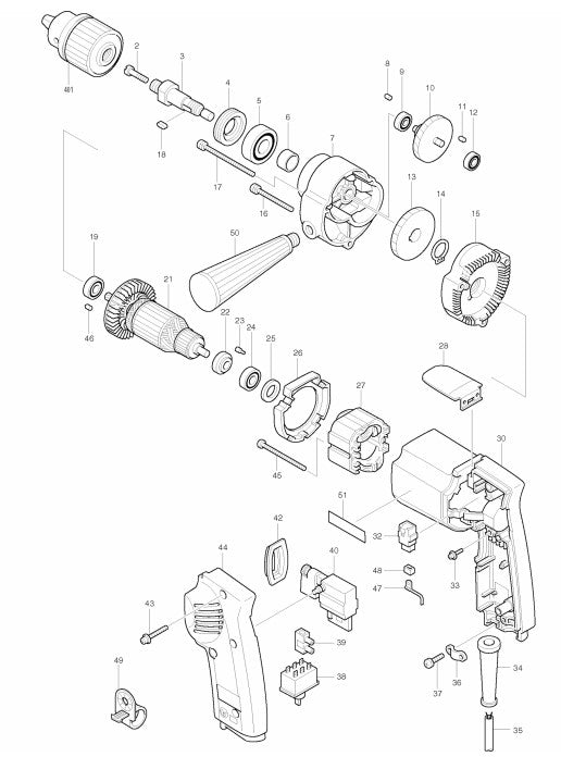 6302 Drill Assembly Parts By Makita