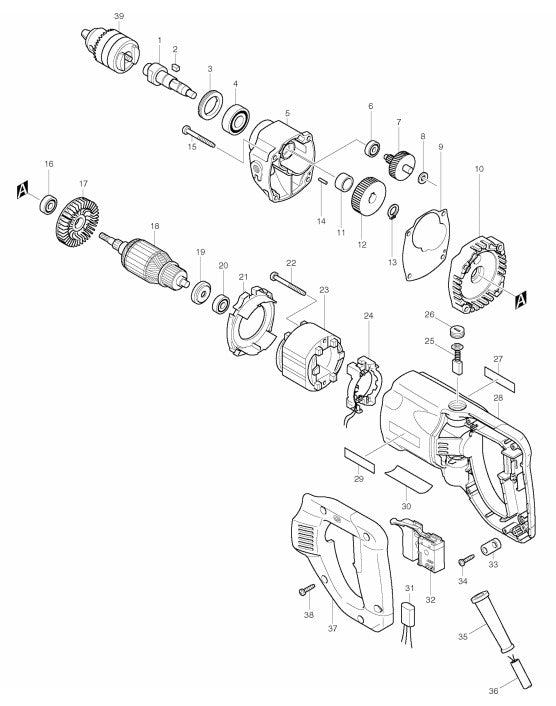 6304LR Drill Assembly Parts By Makita