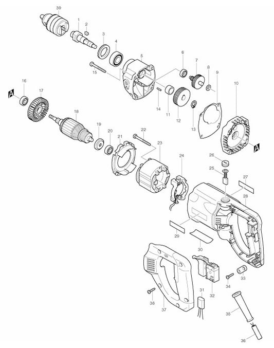 6304LR Drill Assembly Parts By Makita