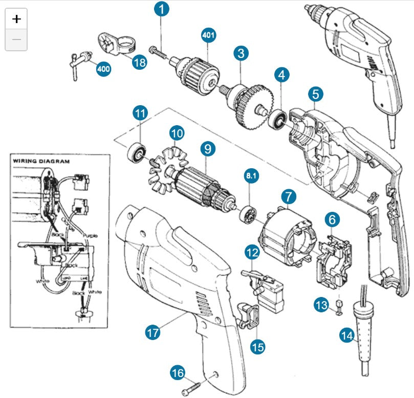 6404 Drill Assembly Parts By Makita