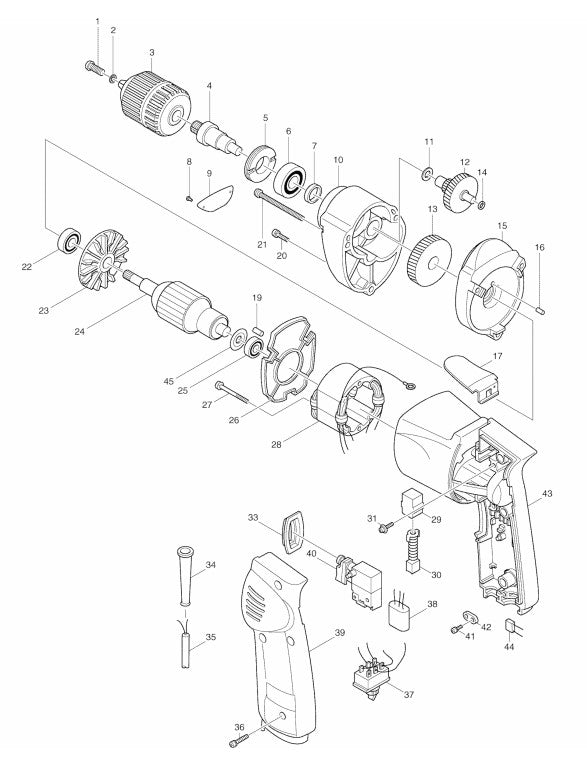 6510LVR Drill Assembly Parts from Makita
