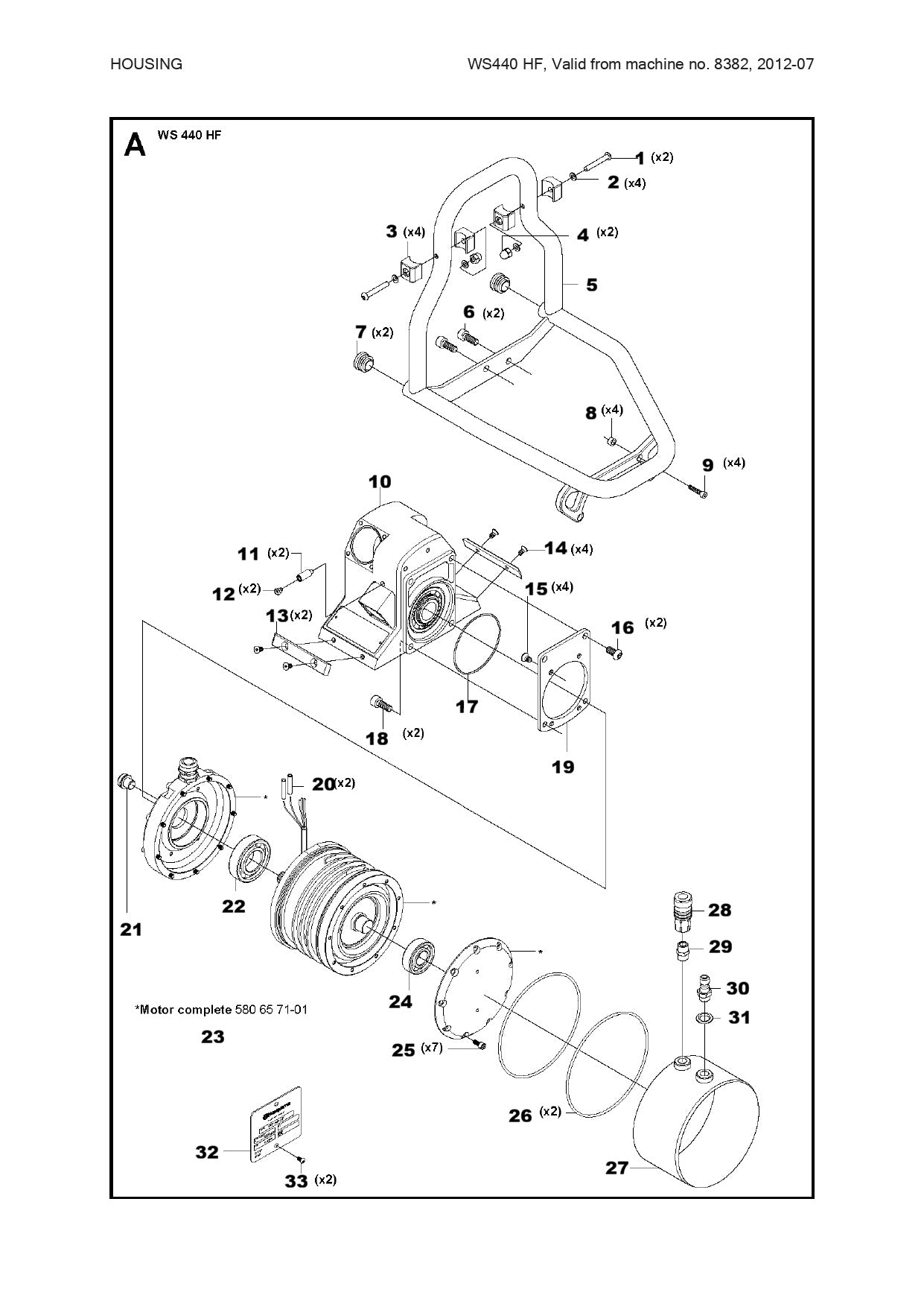 WS 440 HF Housing Assembly Parts