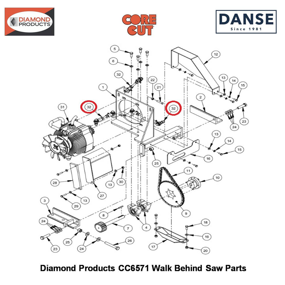 Linkage Assembly For CC6571 6010725 Fits Core Cut CC6571 Walk Behind Saw By Diamond Products