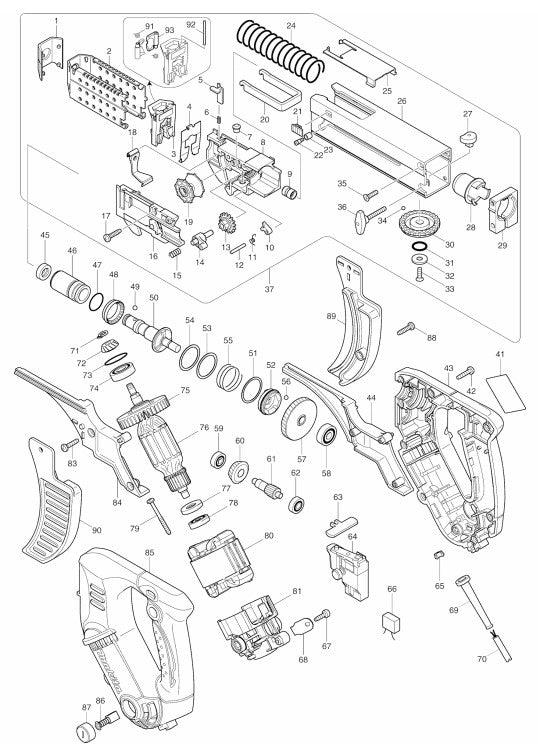 6844 Drill Assembly Parts By Makita
