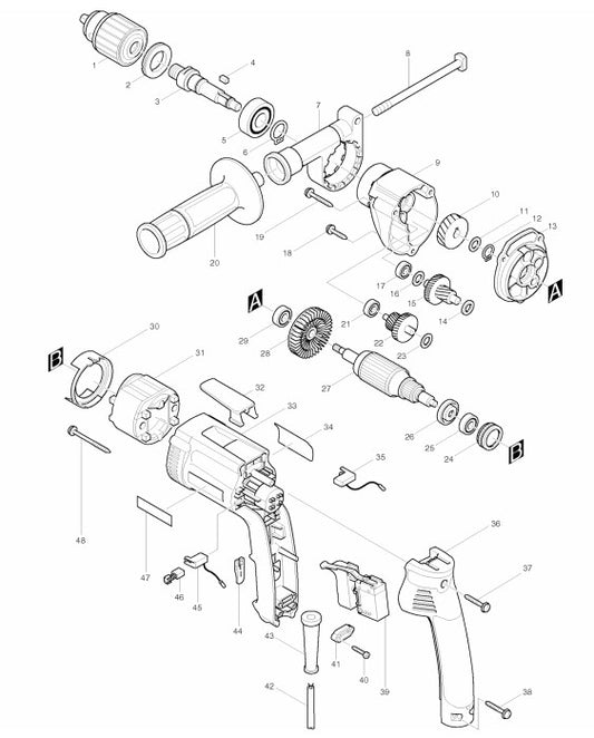 DP4000 Drill Assembly Parts By Makita