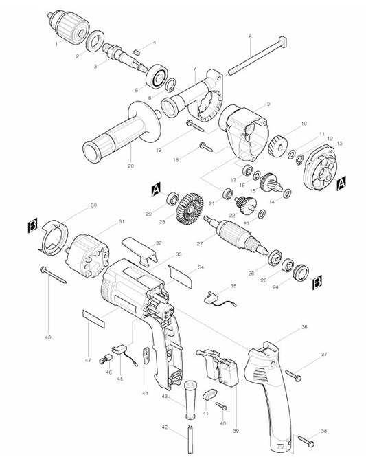 DP4002 Drill Assembly Parts By Makita