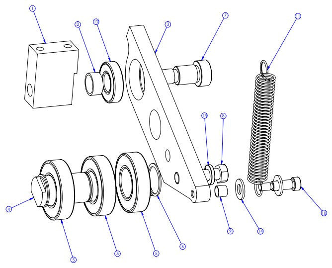 Soff Cut GX4200 Blade Idler Pulley Assembly Parts by Husqvarna