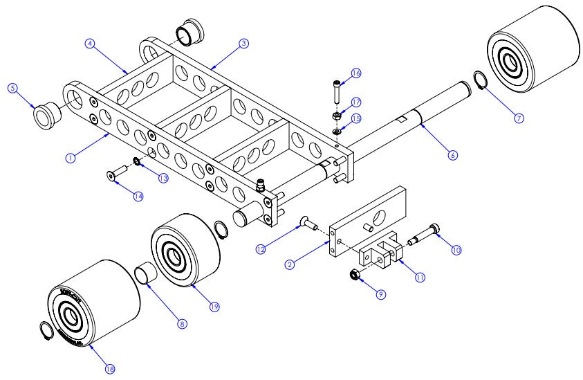 Soff Cut GX4200 Front Wheel Carriage Assembly Parts by Husqvarna