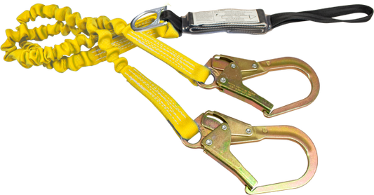 344ASZ-YLW-EXT 6' Tubular loop top shock absorbing lanyard with additional D-ring attachment Yellow by FrenchCreek Production