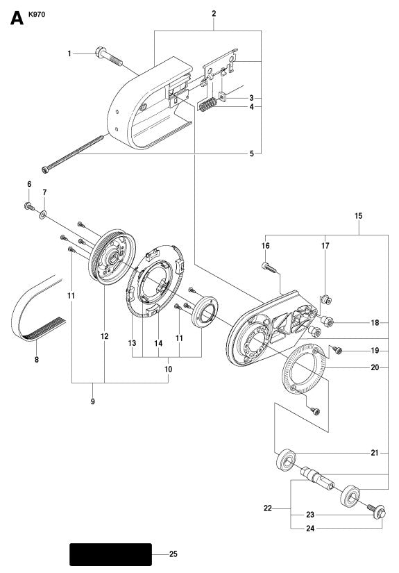 K970 Belt Guard and Pulley Assembly Parts By Husqvarna