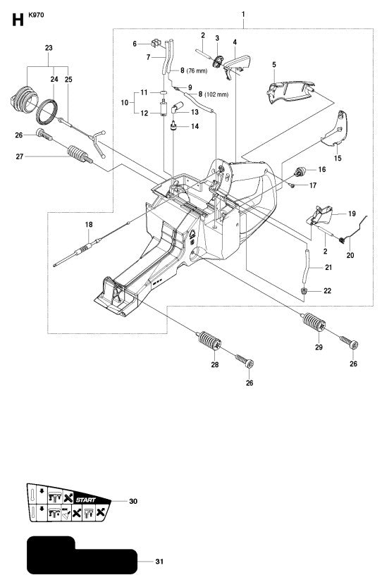 K970 Fuel Tank Assembly Parts By Husqvarna