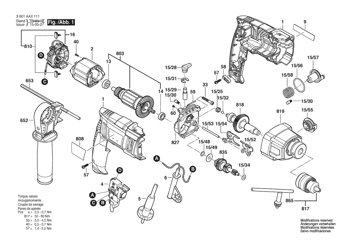 3601AA2111 Bosch Electric Drill Parts Diagram