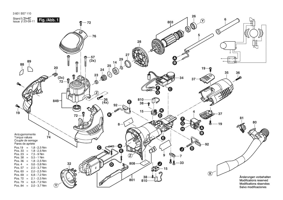 3601B57110 Bosch Sander Parts Diagram