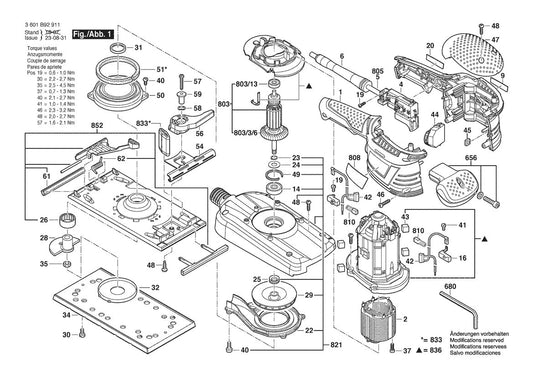 3601B92911 Bosch Sander Parts Diagram
