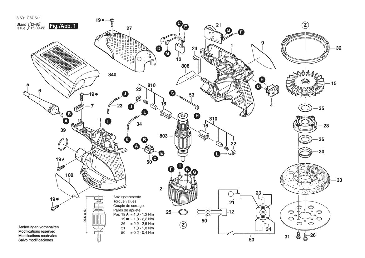 3601C87511 Bosch Sander Parts Diagram
