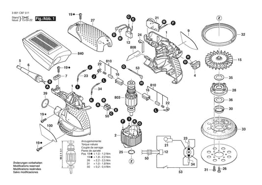 3601C87511 Bosch Sander Parts Diagram