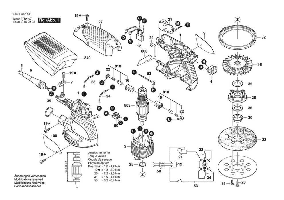 3601C87511 Bosch Sander Parts Diagram