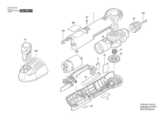 3601C90911 Bosch Cordless Drill Parts Diagram