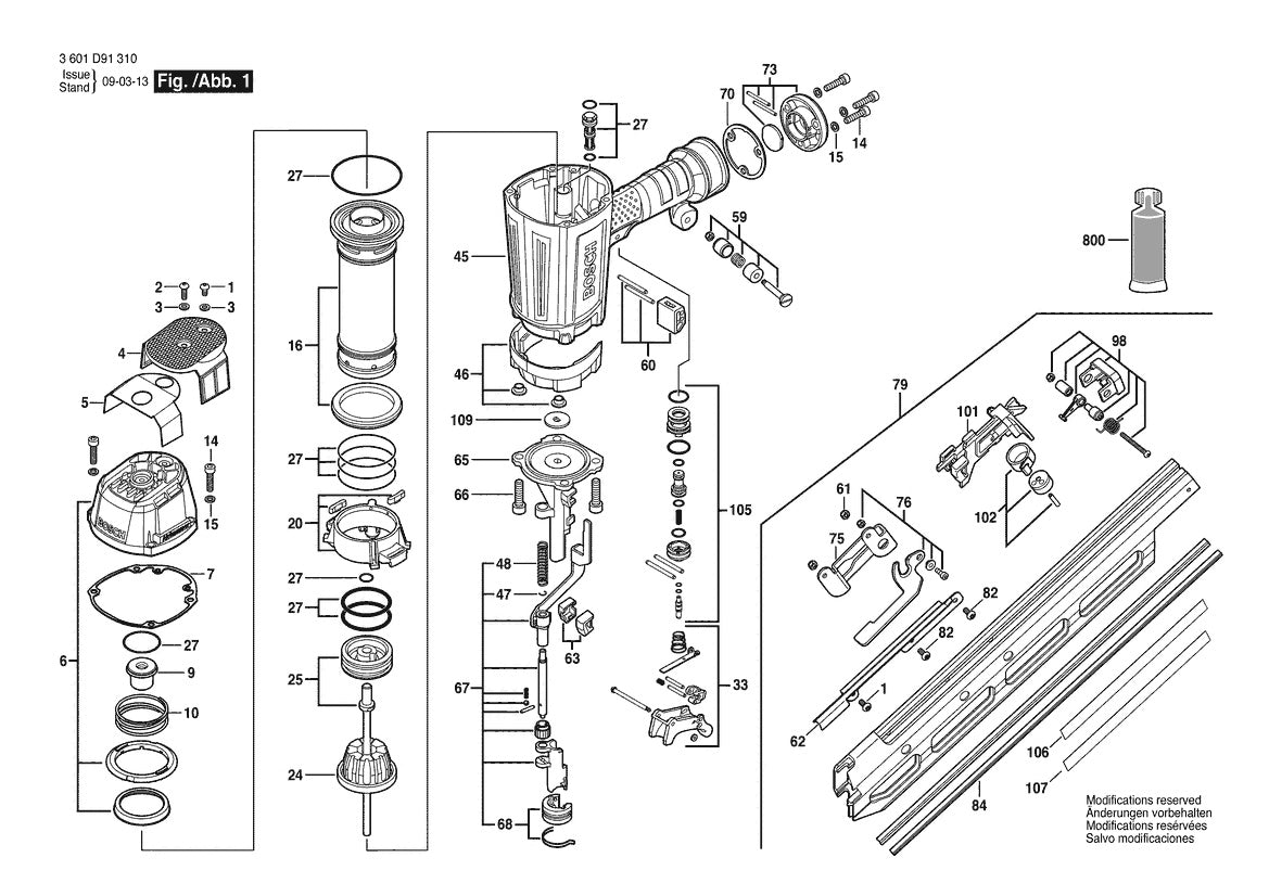 SN350-34C  Bosch Clipped Head Framing Nailer Bosch Nailer Diagram