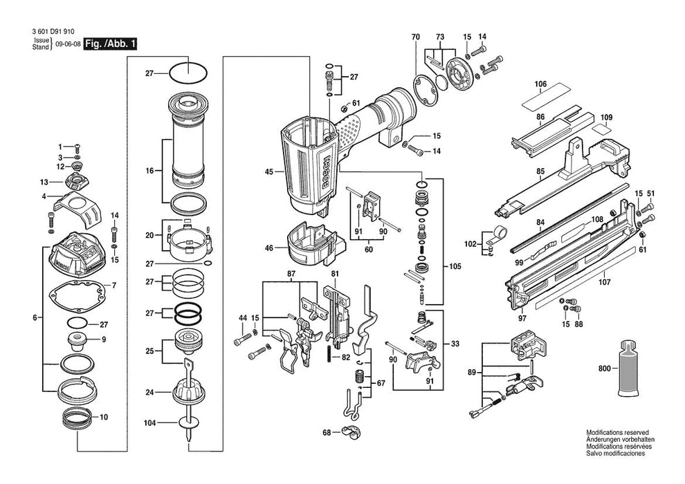 FNS250-16  Bosch 16 GA Straight Finish Nailer Bosch Nailer Diagram