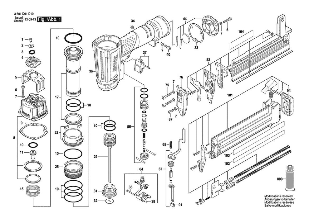 BNS200-18  Bosch 18 GA Brad Nailer Bosch Nailer Diagram
