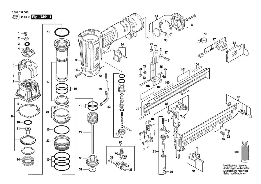 STN150-18  Bosch Narrow Crown Stapler Bosch Nailer Diagram