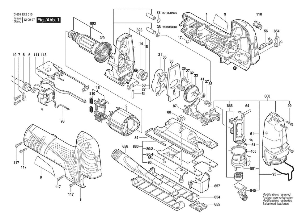 3601E12010 Bosch Jig Saw Parts Diagram