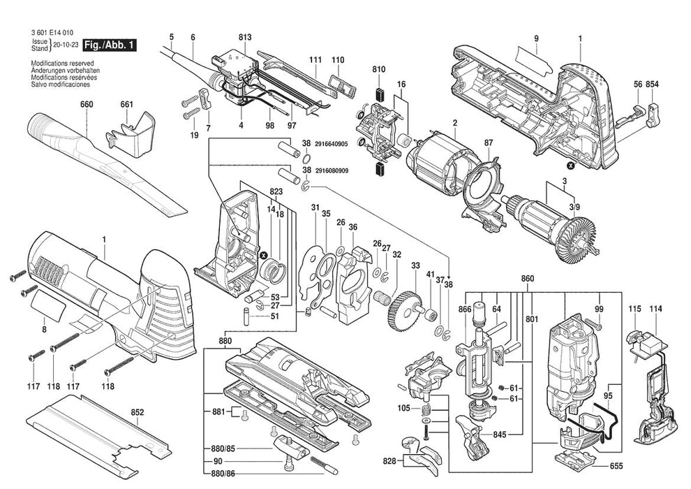 3601E14010 Bosch Jig Saw Parts Diagram