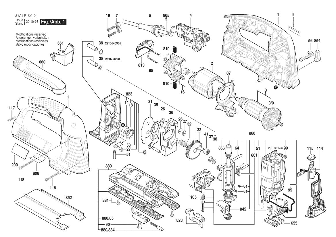 3601E15012 Bosch Jig Saw Parts Diagram