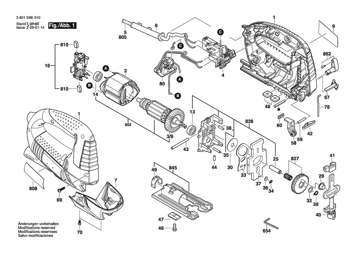 3601E8E010 Bosch Jig Saw Parts Diagram