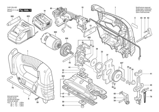 3601E8J400 Bosch Jig Saw Parts Diagram