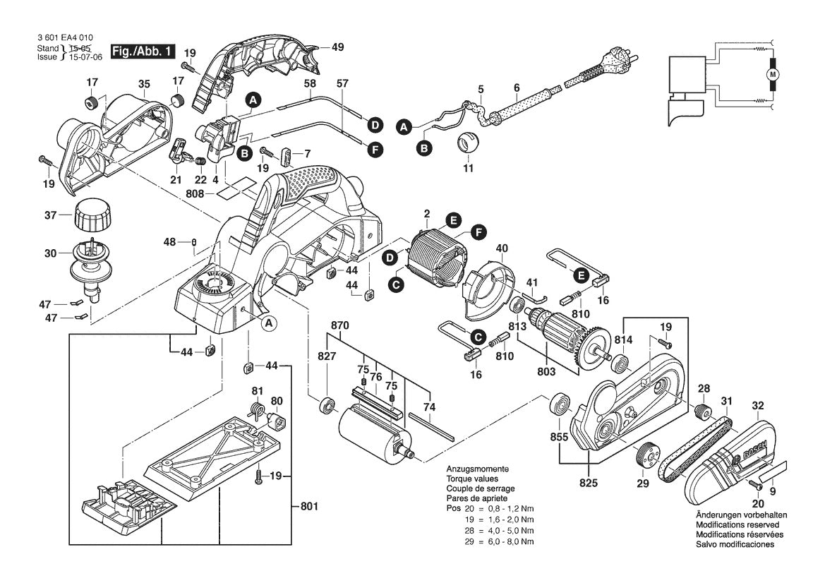 3601EA4010 Bosch Planer Parts Diagram