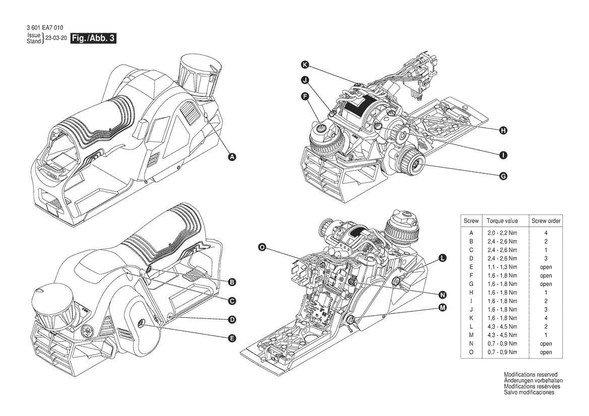 GHO12V08 (3601EA7010) Bosch Planer Bosch Planer Parts Diagram