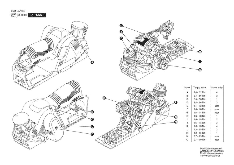 GHO12V08 (3601EA7010) Bosch Planer Bosch Planer Parts Diagram