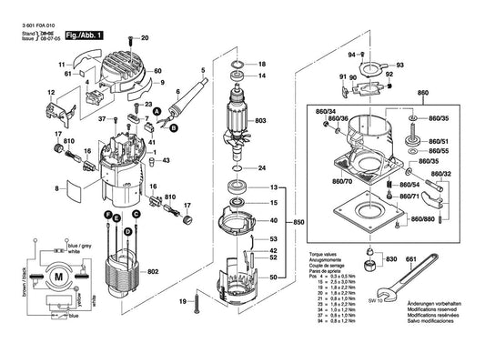 3601F0A010 Bosch Router Parts Diagram