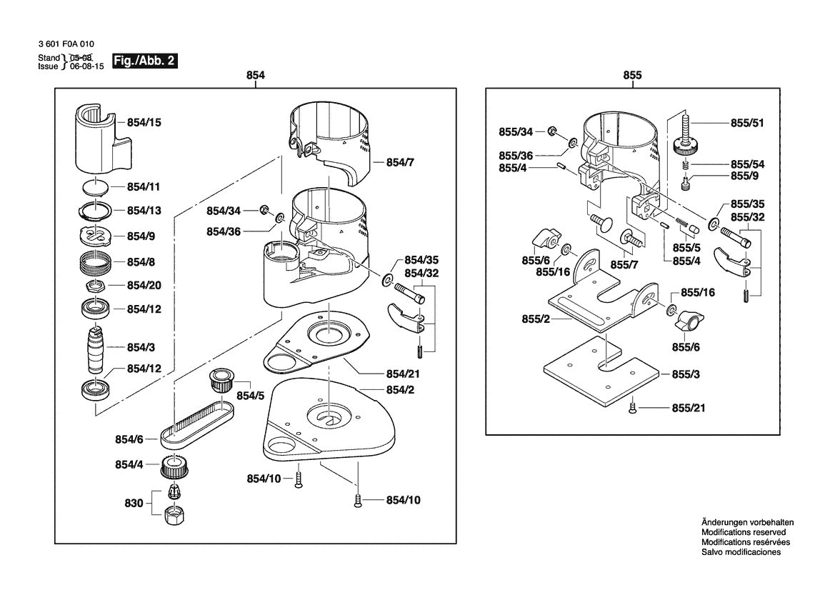 3601F0A010 Bosch Router Parts Diagram