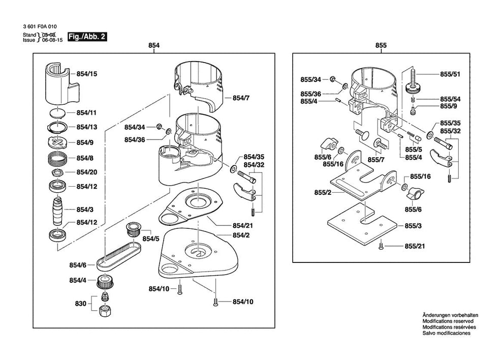 3601F0A010 Bosch Router Parts Diagram