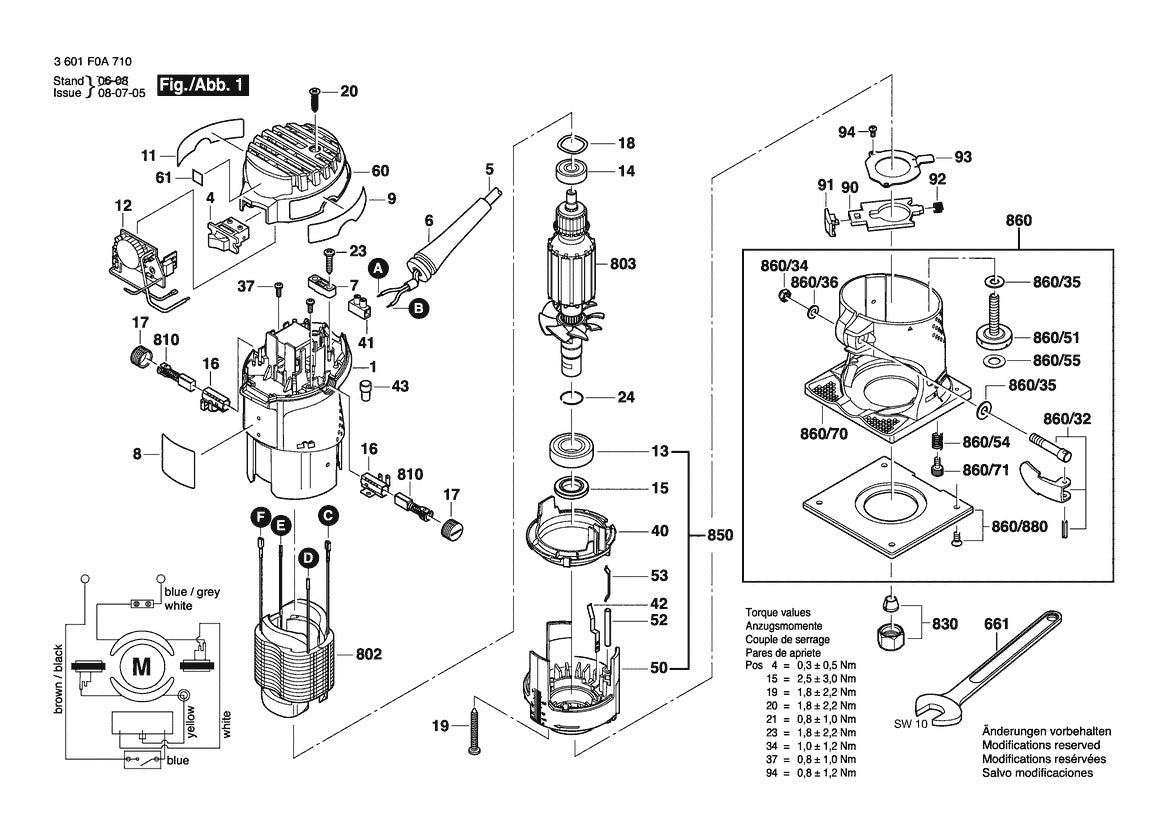 3601F0A710 Bosch Router Parts Diagram