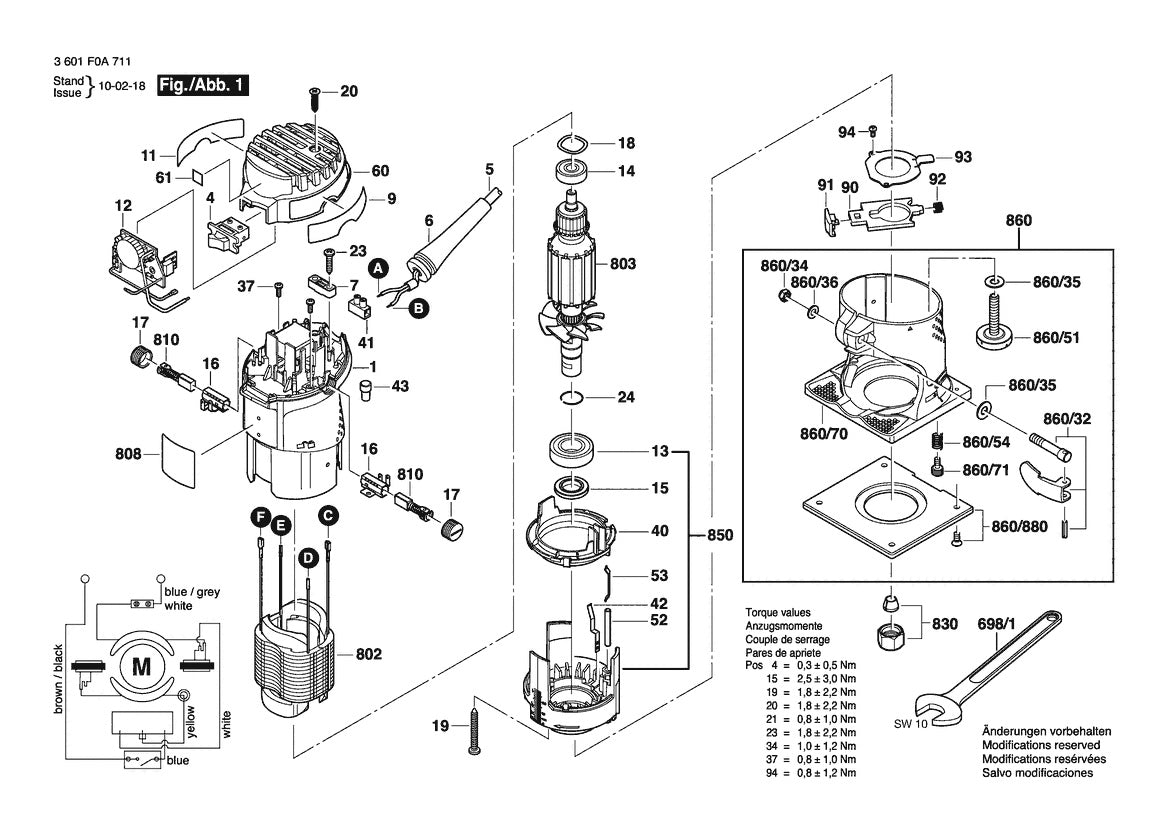 3601F0A711 Bosch Router Parts Diagram