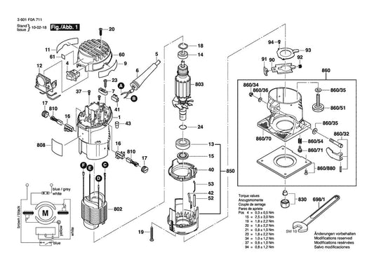 3601F0A711 Bosch Router Parts Diagram