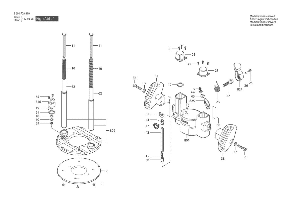 3601F0A810 Bosch Router Parts Diagram