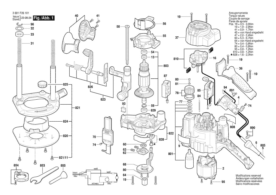 3601F26161 Bosch Router Parts Diagram