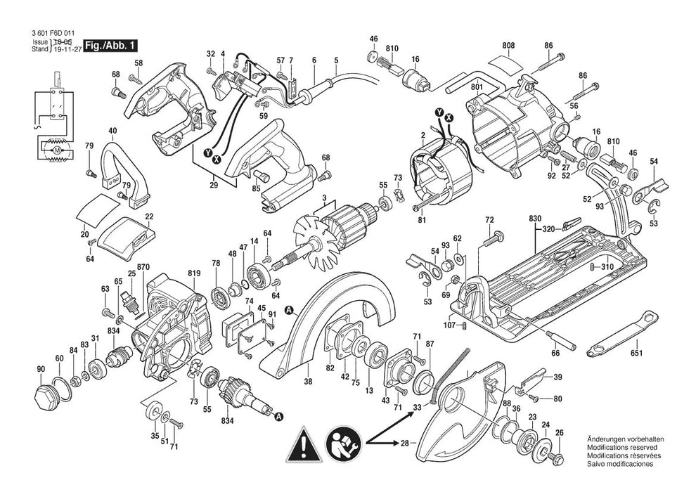 CSW41 (3601F6D011) Bosch Circular Saw Parts Diagram